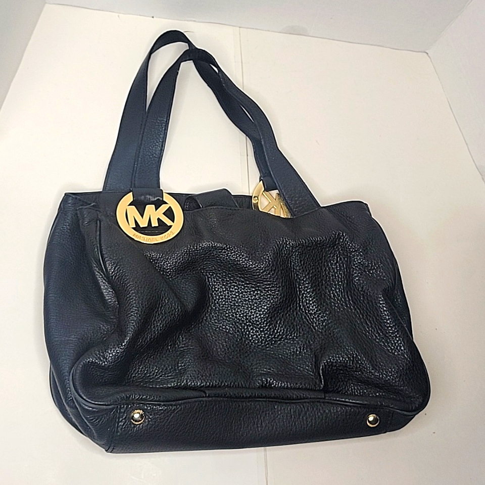 Michael Kors Brand Tote Bag With Gold Mk Intial Embellishments